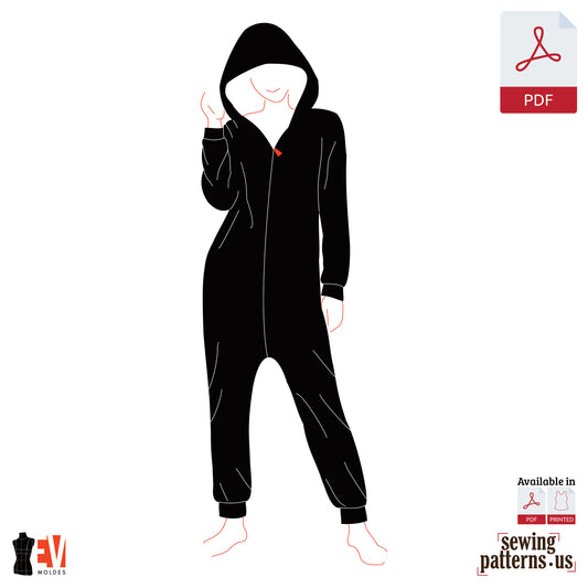Unisex Hooded Sleepsuit with Diagonal Zipper