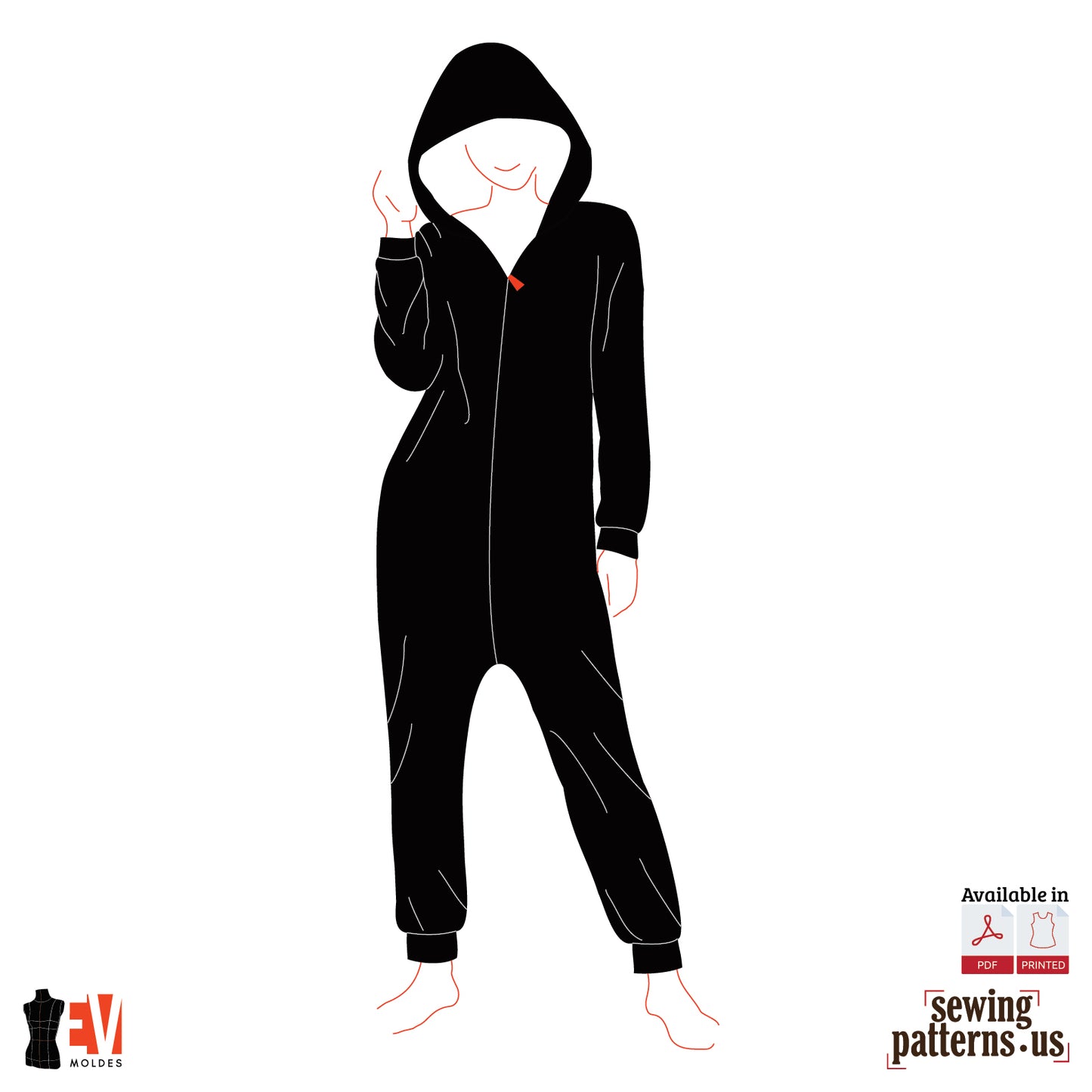 Unisex Hooded Sleepsuit with Diagonal Zipper