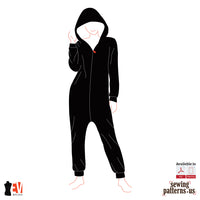Unisex Hooded Sleepsuit with Diagonal Zipper