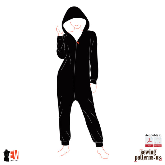 Unisex Hooded Sleepsuit with Diagonal Zipper