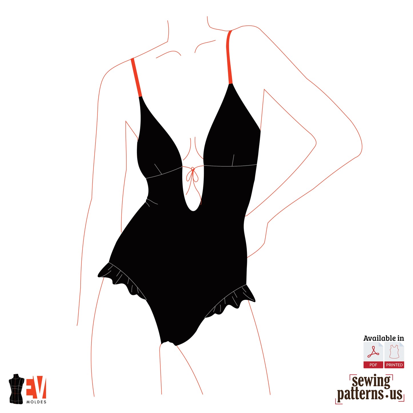 Women Deep V-Neck Swimsuit