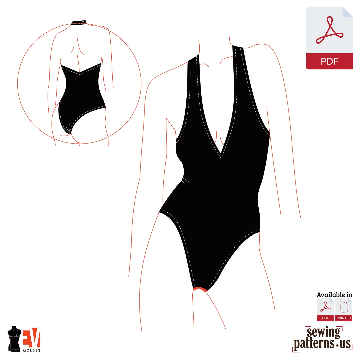 Women Deep V-Neck Bodysuit
